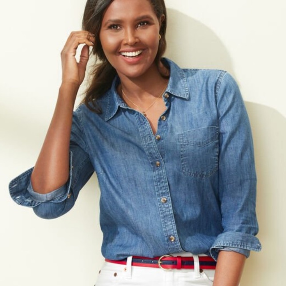 BUTTON FRONT DENIM SHIRT